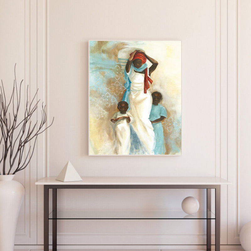 Black Mother and Son Oil Paint By Numbers Kit DIY Home Decoration Gift Wall A