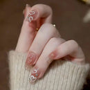 Nails Save Time Love Heart Shaped False Nails DIY Manicure Patch Rhinestones