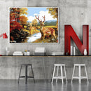 Deer by the Creek Oil Paint By Numbers DIY Canvas Wall Art Picture Craft Decor