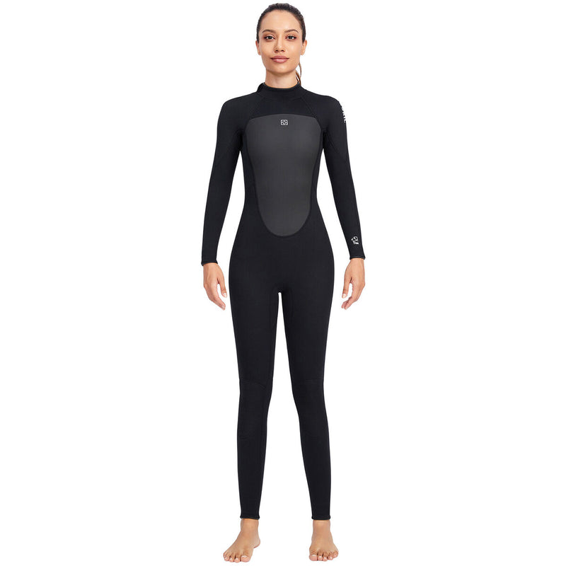 3mm Neoprene Wetsuits Women Back Zipper Full Diving Suits (Black M) Newly