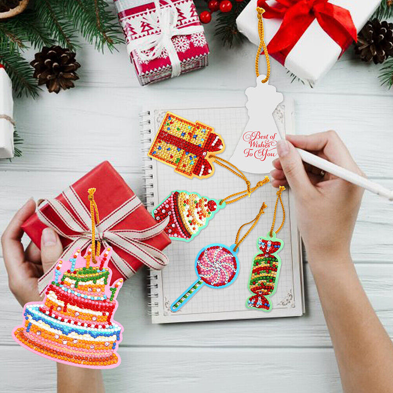 10pcs Diamond Painting Single Side Special Shape Greeting Card Festival Pendants