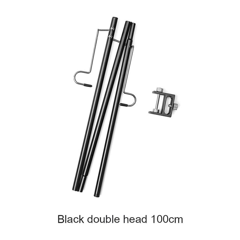 Camping Lamp Pole Ground Desktop Fixing Lantern Holder (Black Double-Hook) Newly