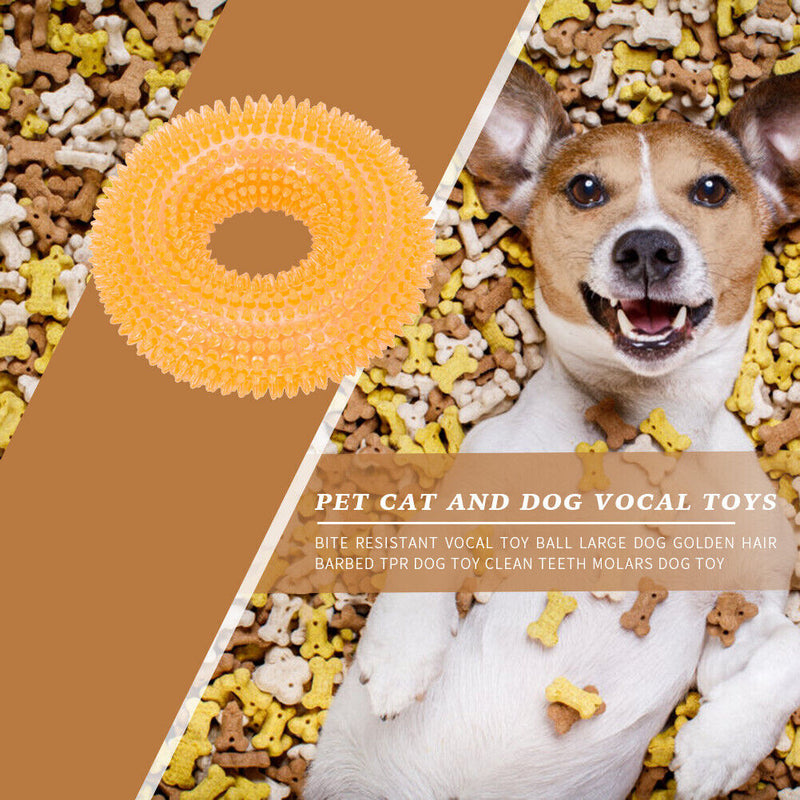 Bite Resistant Golden Dog Retriever Circle Ring Thorn Molar Ball (L Orange)