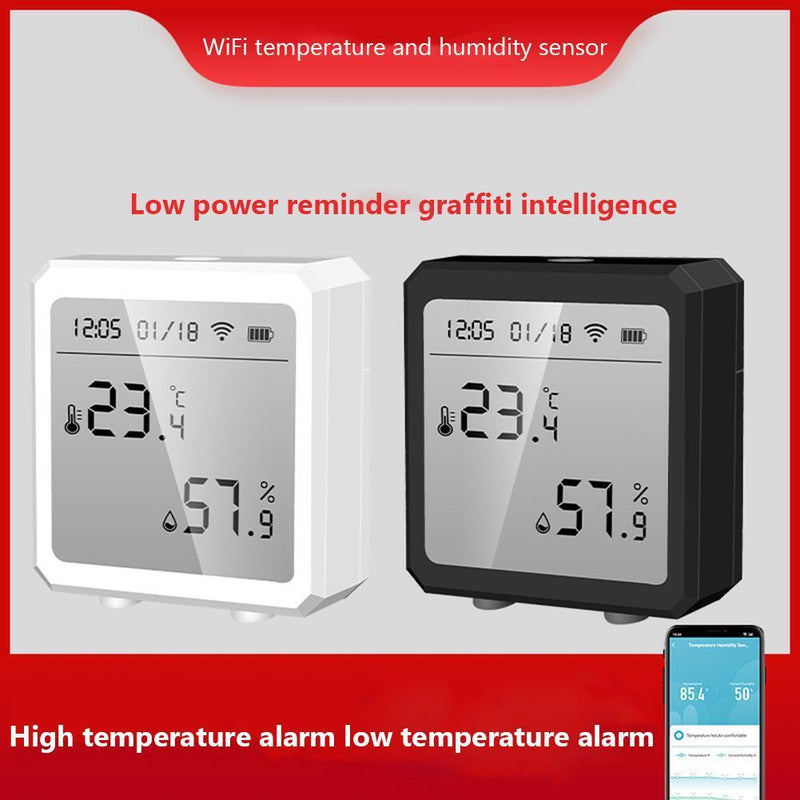 WIFI Temperature Humidity Sensor Indoor Hygrometer with LCD Display (Black)