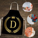 Letter D Printed Linen Apron Kitchen Waterproof Home Cooking Bibs (82x68cm)
