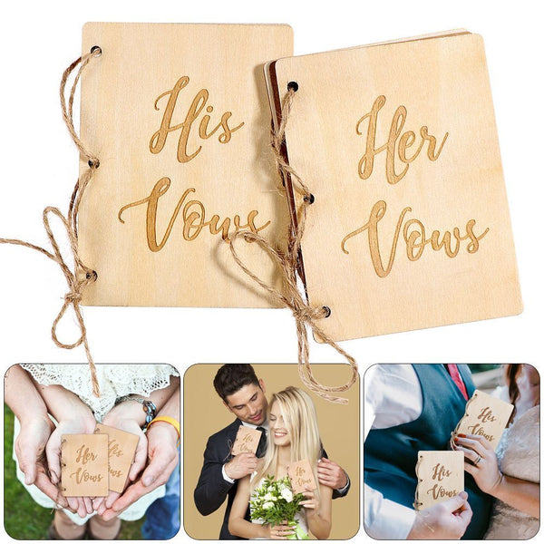 Wood Photography Props Wedding Decoration Her & His Vows Marriage Vows Booklets