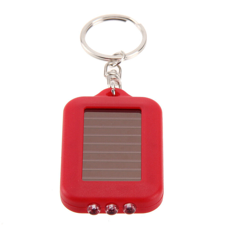 Portable Solar Powered 3 LED Light Keychain Key Ring Outdoor Torch Flashlight