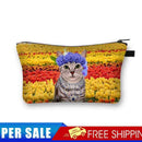 Cat flowers Printed Hand Hold Travel Storage Cosmetic Bag Toiletry Bag