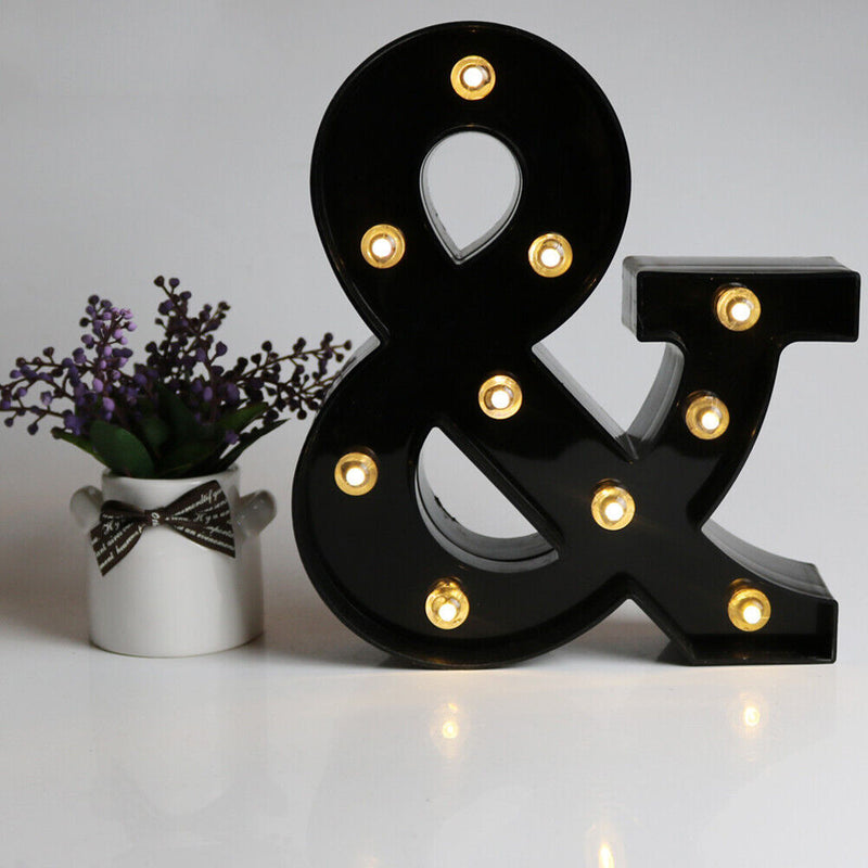 Letters LED Night Lights Alphabet Symbol Sign Lamp Home Wedding Decor (&) Newly