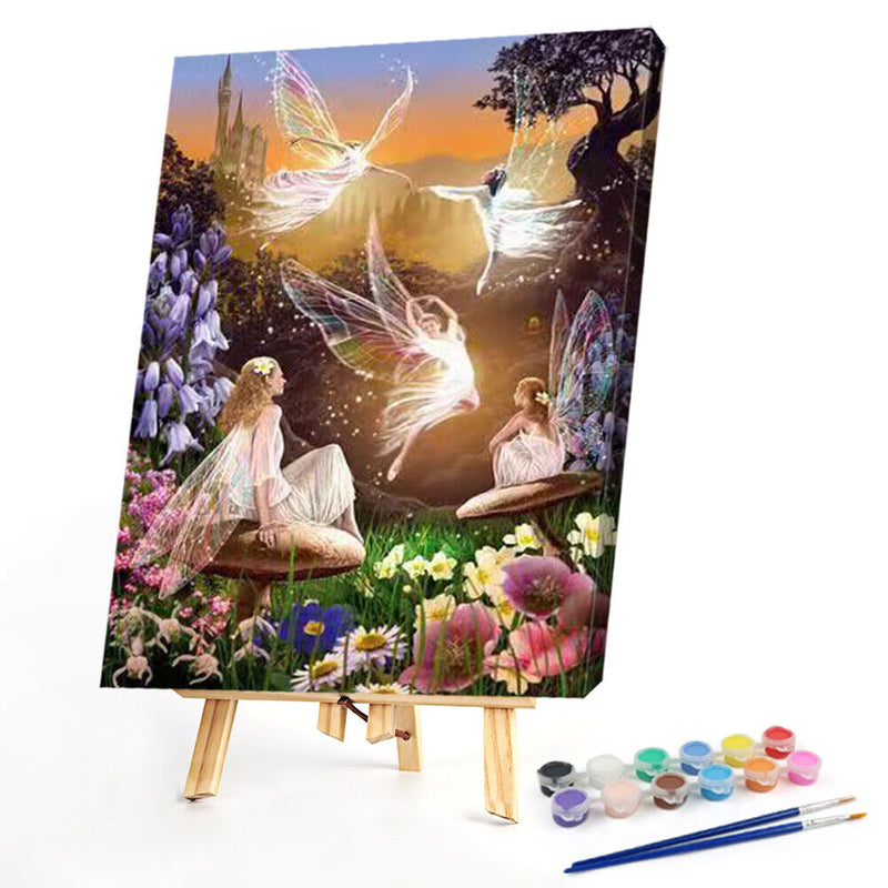 DIY Oil Paint by Numbers Flying Fairy Hand Painted Acrylic Coloring Drawing Kit