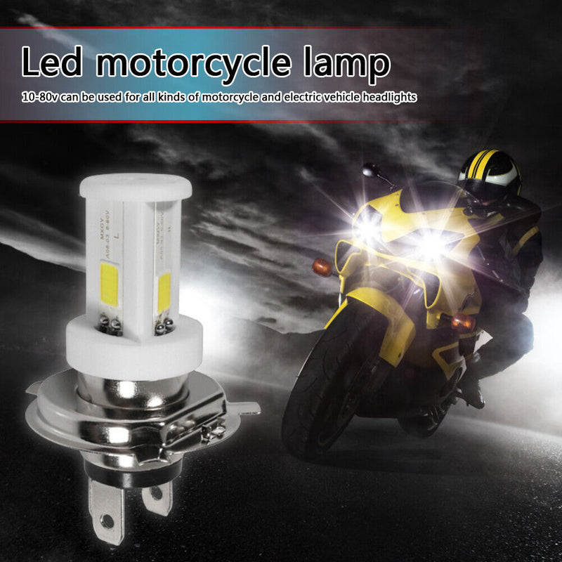 H4 Ceramic COB LED Motorcycle Motorbike Headlight Bulb 6500K 1080LM Hi/Lo Beam