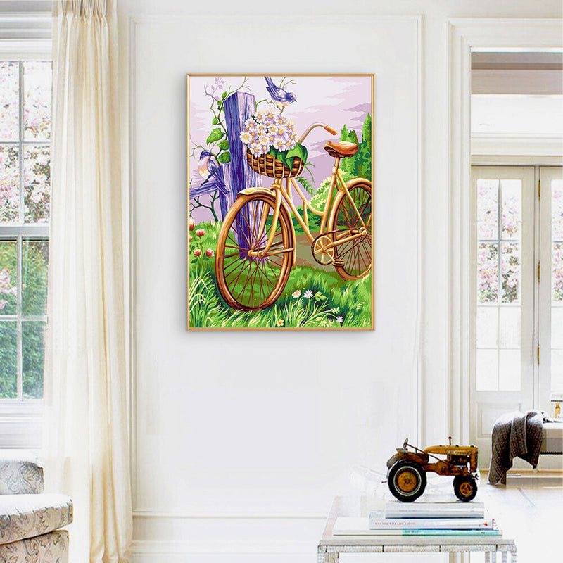 Lawn Bike Oil Paint By Numbers Kits DIY Handpainted on Canvas Wall Art Gift