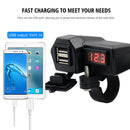 Motorcycle 3.4A Dual USB Charger Handlebar Mirror Power Adapter with Voltme