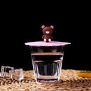 Transparent Cherry Cartoon Silicone Cup Cover Heatproof Reusable Lid (Bear)