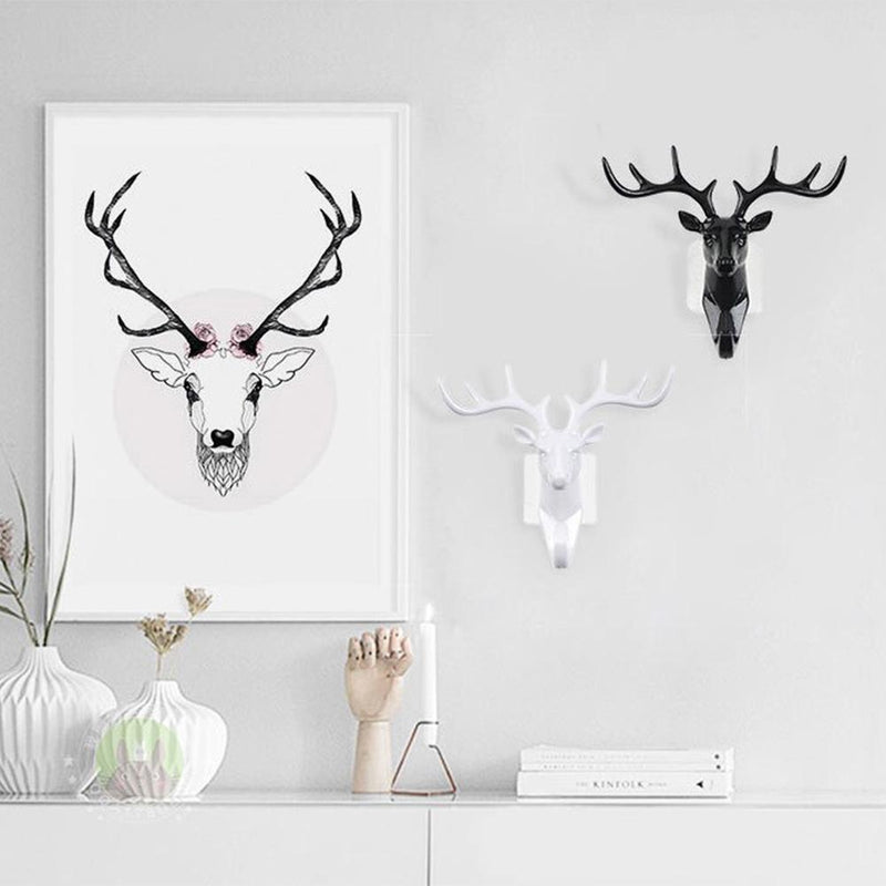5pcs Self-Adhesive Wall-Mounted Hook Antler Horns Hanger Wall Rack (White)