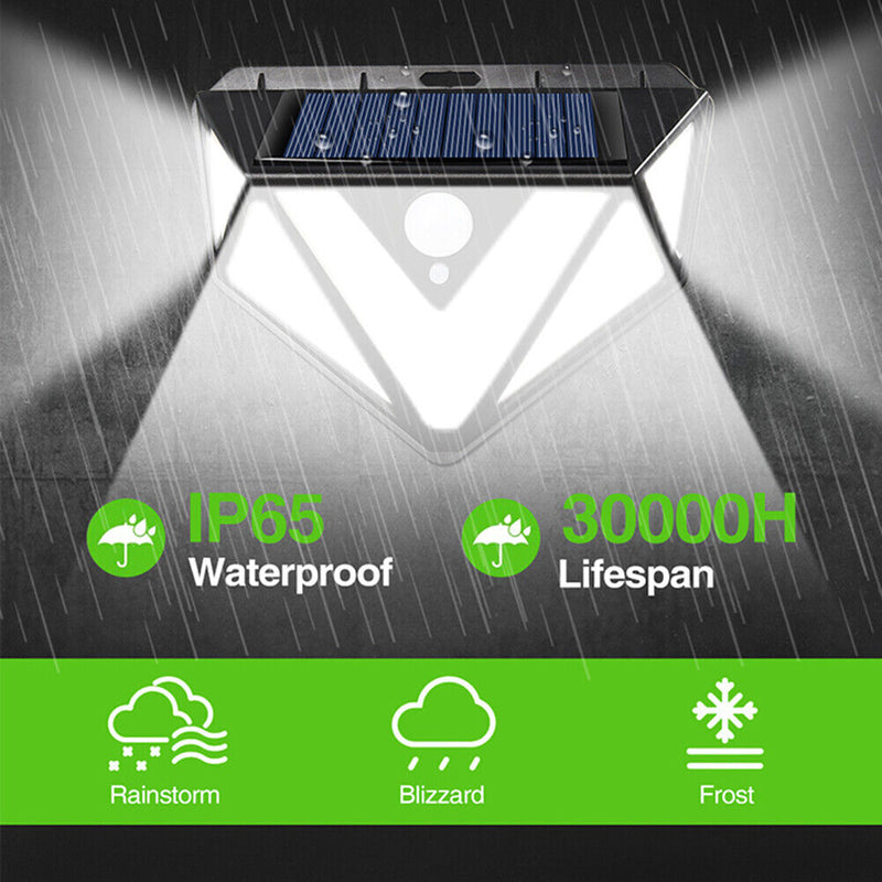 Solar Power PIR Motion Sensor Wall Light Garden 3 Modes Lamp (2pcs 166 LED)