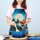 Kitchen Aprons for Women Men Household Baking Night Wolf Linen Cook Tablier