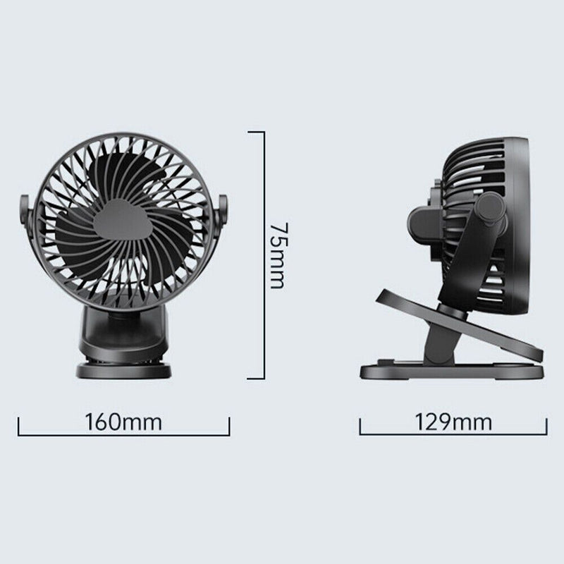 Desk Ultra-quiet Air Cooling USB Rechargeable Cooling Fan Clip Fan 3 Speeds