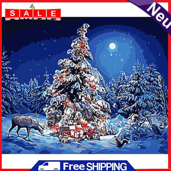 Acrylic Painting By Numbers DIY Christmas Tree Drawing Hand Painted Wall Picture
