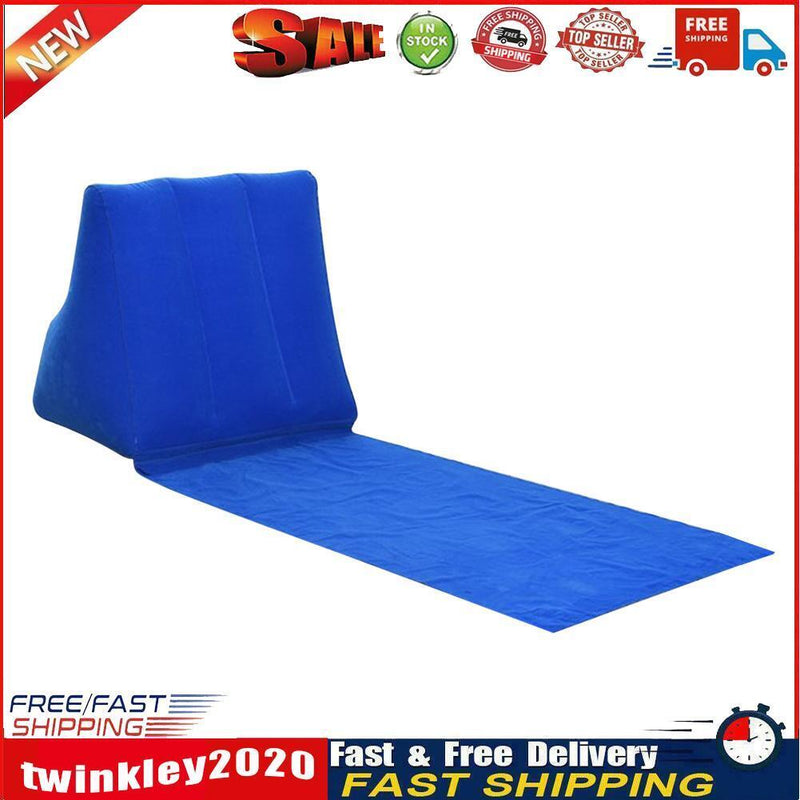 Inflatable Beach Mat Camp Lounger Back Pillow Triangle Cushion (Dark Blue) Newly