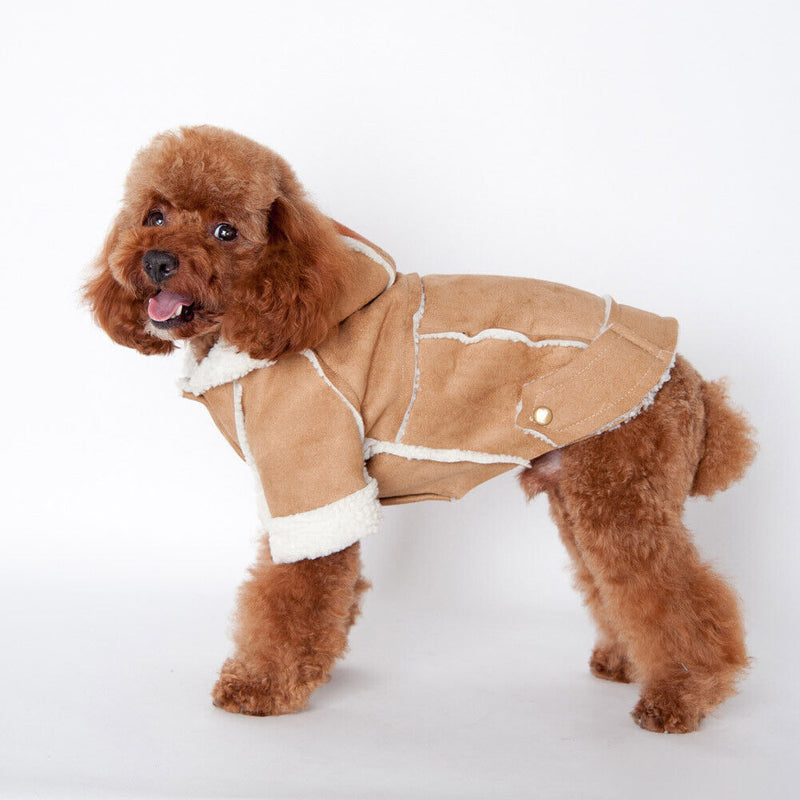 winter clothes dog clothes pet supplies British style legs(Light Brown)(M)
