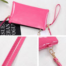 Women Zipper Shoulder Bag PU Sequin Crossbody Mini Clutch Wristlet/Rose Red