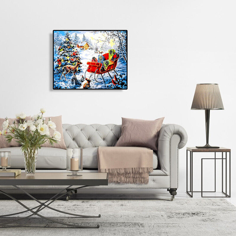 Oil Painting By Numbers Kits Elk in Snow DIY Hand Painted Color Modern Drawing