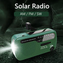 Solar Hand Crank Radio AM/FM Radio with LED Flashlight for Outdoor (Green) Newly