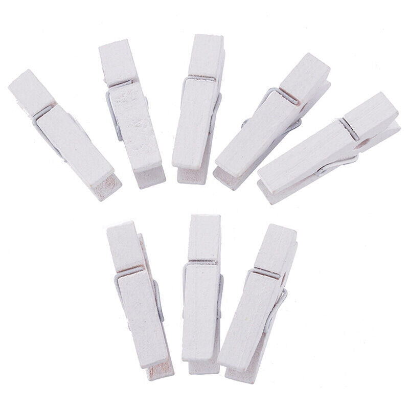 50X Mini White Wooden DIY Handmake Photo Paper Peg Clips Scrapbooking Z3N3