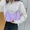 Fashion Women PU Leather Underarm Shoulder Bag Solid Color Chain Small Purse