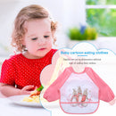 Cartoon Full Sleeve Baby Bib Waterproof Paint Feeding Apron (Orange Rabbit)
