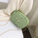Lace Flower Decor Shoulder Handbags Women Small Chain PU Leather Crossbody Bags