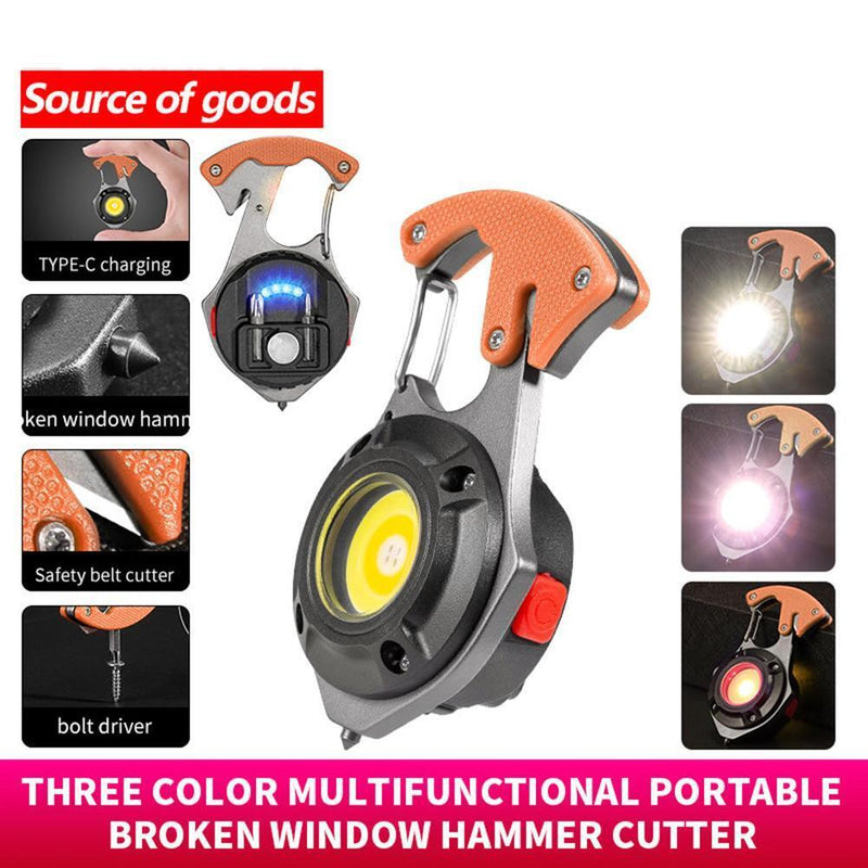 Multifunction COB LED Flashlight Camping Mini Screwdriver Keychain Lamp (Black)