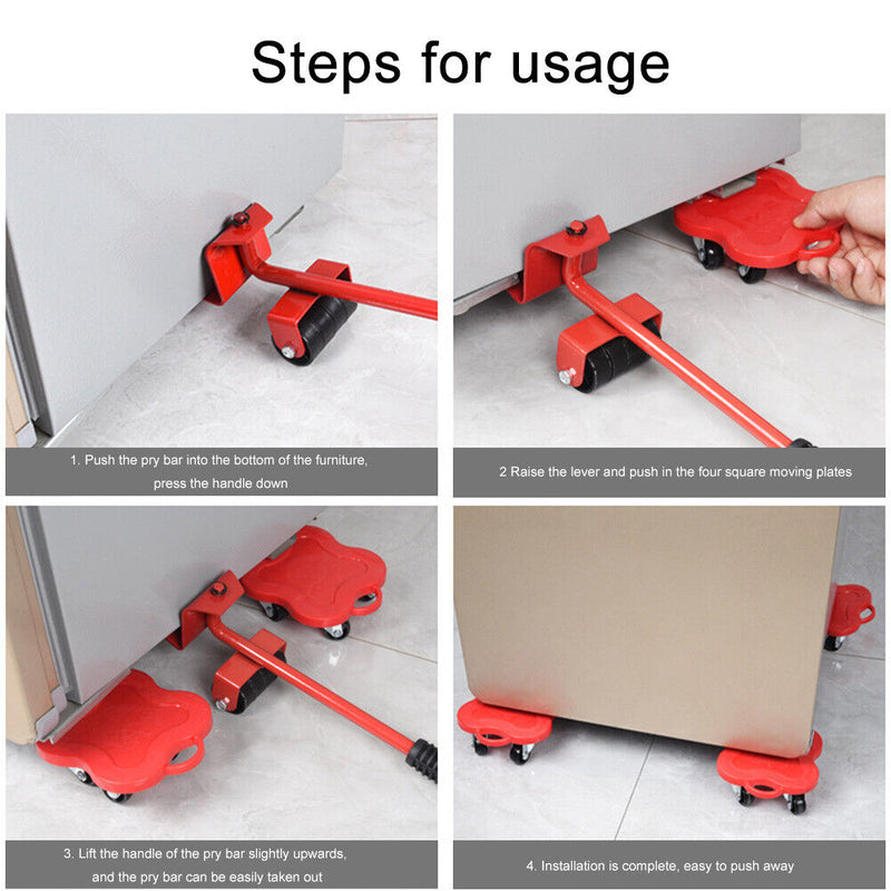 5pcs Furniture Transport Roller Set Move House Omnidirectional Wheels Rack