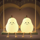 LED Night Light Pear Shaped USB Rechargeable Bedroom Lamp  Silicone Light`