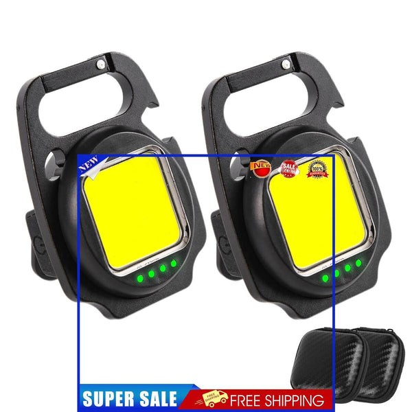 Keychain Flashlights COB LED 500 Lumens Pocket Small Work Lights (2 Sets)