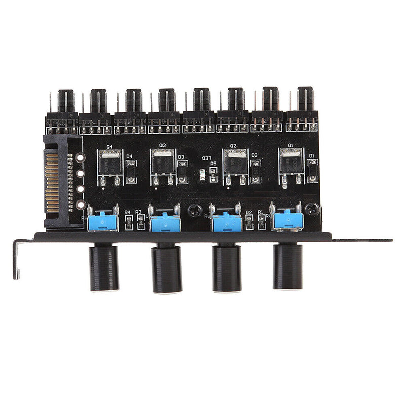 8 Channels PC Case Cooling Fan HUB 4 Knob Radiator Speed Controller (SATA) Newly