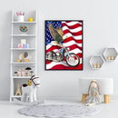 5D Diamond Painting Kit DIY eagle motorcycle Full Round Drill Home Decorati