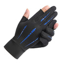 Breathable Anti-Slip Women Men Two Finer Cut Fishing Cycling Gloves (Blue) Newly