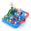 Track Adventure Racing Rail Car Kids Inertia Slide Toys (Blue with 4 Cars) Newly