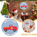 Wooden Christmas Car Home Round Hanging Door Plate w/ Replaceable Accessories/