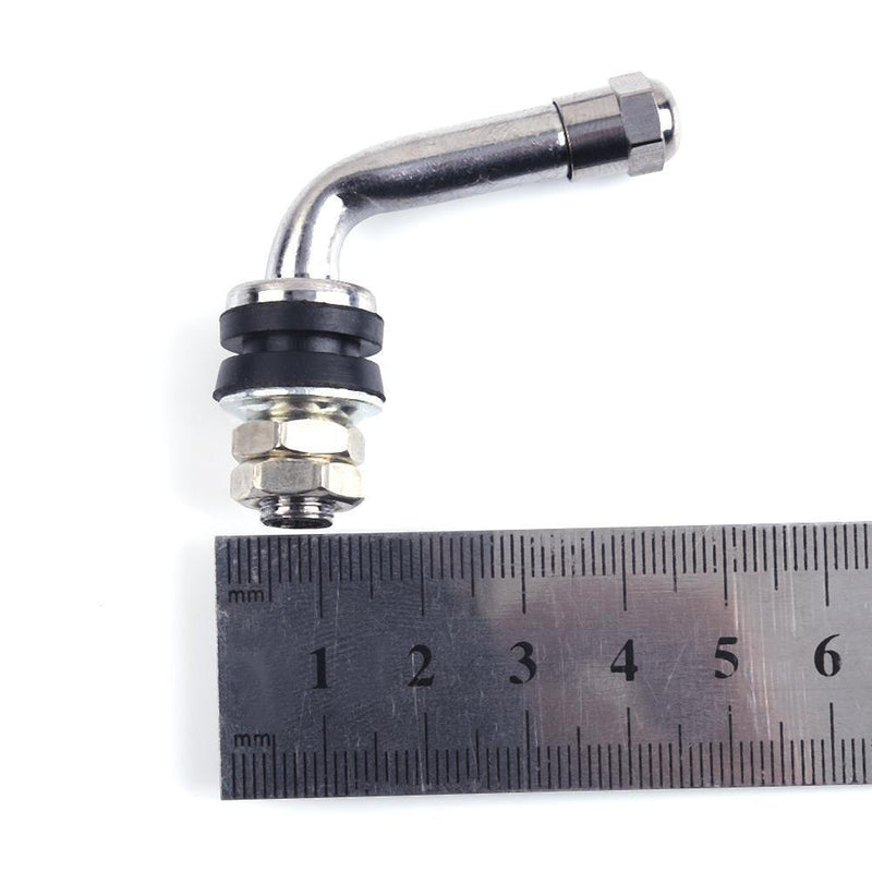 4PCS 90 Degree Angle Bolt-in Tubeless Chrome Plated Metal Tire Valve Shafts L-Shaped