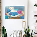 Cat Frameless Oil Paint by Numbers Kit Coloring on Canvas Handpainted Handicraft
