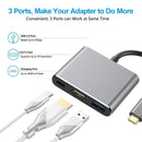 3 in 1 Type-C HUB Converter Metal USB3.0 USB C PD 4K HDMI-compatible Adapte