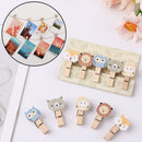 Cute Cartoon 10 Pcs/Set Photo Clip Wooden Clip Craft Decoration With Hemp Rope