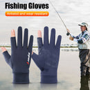 1 Pair Fishing Gloves Anti-slip 2 Fingers Cut Ice Silk Hand Protect (Blue) Newly