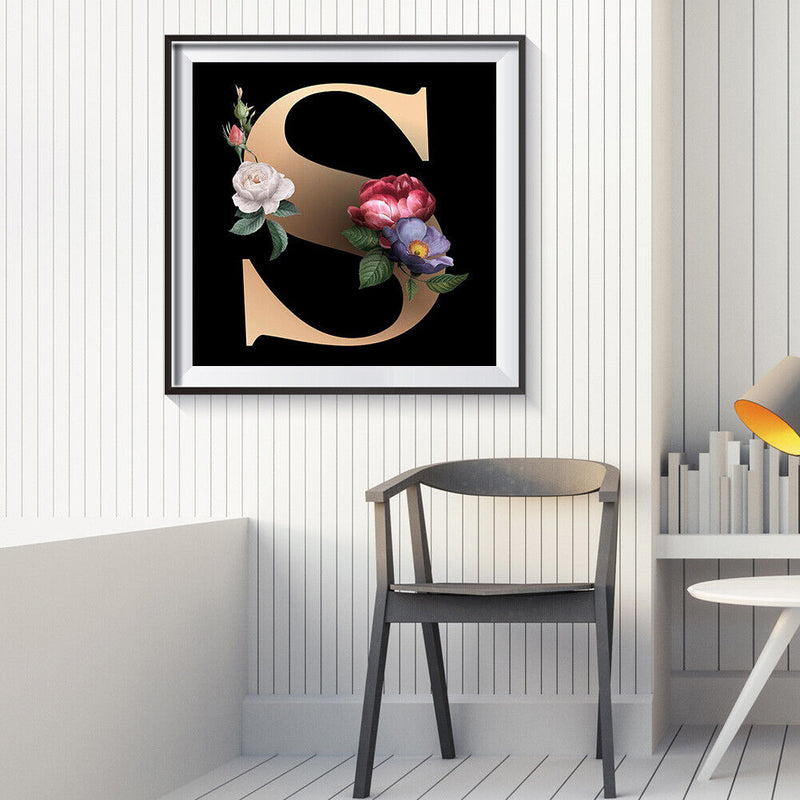 5D DIY Diamond Painting Flower Letter S Full Round Drill Mosaic Kit (B2775)