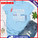 Independence Day Drink Light Tea T-Shirt (Blue XL)
