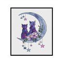 Full Cross Stitch 11CT Counted Moon Cats Embroidery DIY Animal Needlework K