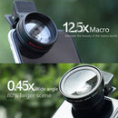 2 in 1 Lens Universal Clip 37mm Cell Phone Lens 0.45x 49UV HD Lens (Black)